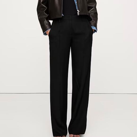 Banana Republic Mid Rise Wide Leg Drapey Twill Pant Black 20 713493 - Picture 1 of 12